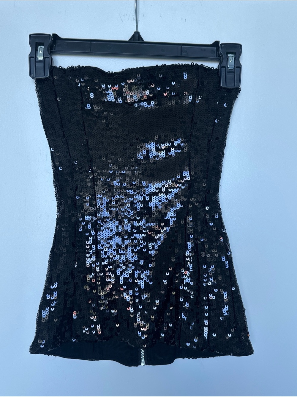 WeWoreWhat Black Sequin Strapless Bustier